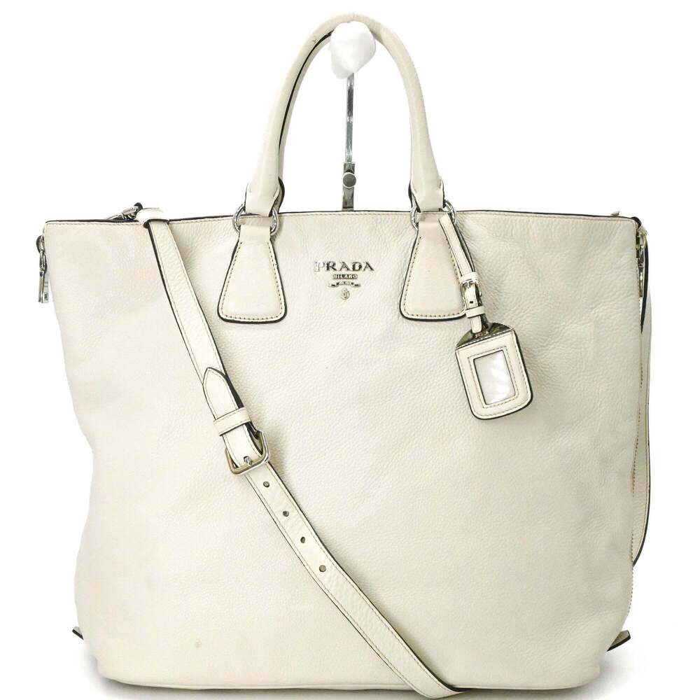 PRADA White Leather Shoulder Bag - Picture 2 of 16